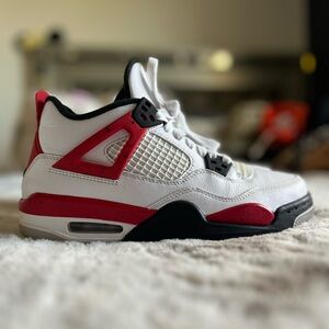 White and Red Jordan 4 Red White Cement